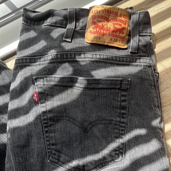 Levi's 569 Jeans Loose Straight Fit Dark Denim Pants Men 38x32 - Picture 2 of 7